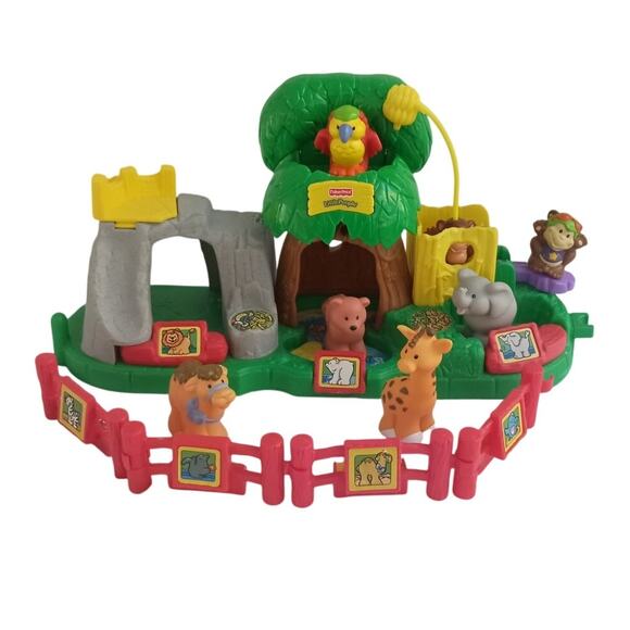Vintage Fisher-Price Little People Animal Sounds Jungle Zoo with animals*Works* - Picture 1 of 12